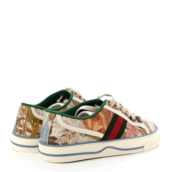 GUCCI GG Supreme Monogram Water Flora Web 1977 Tennis Sneakers 37.5 - Perfect! - Picture 2 of 8